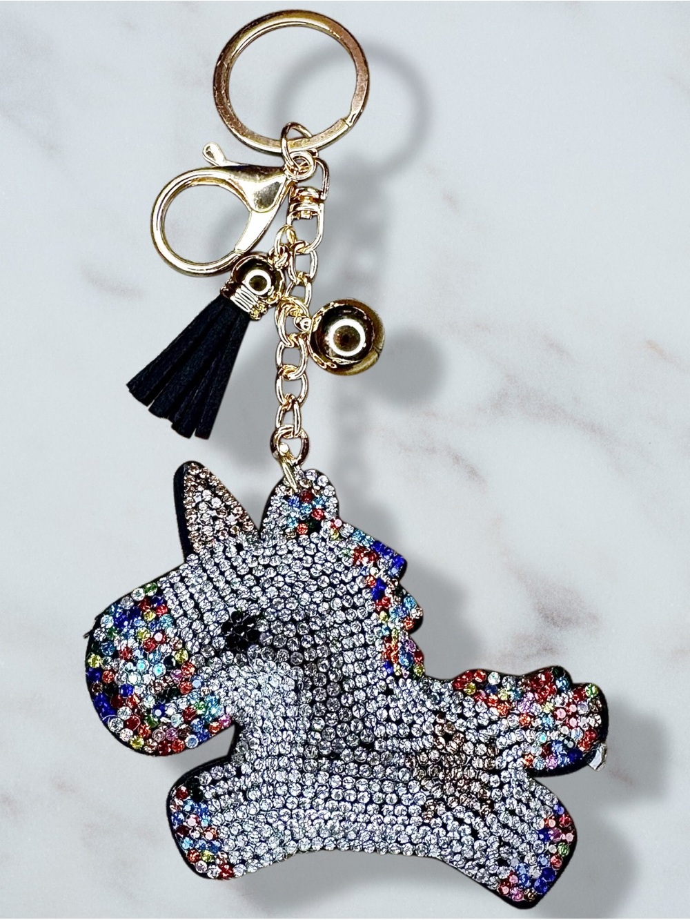Unicorn Rhinestone Charm Keychain